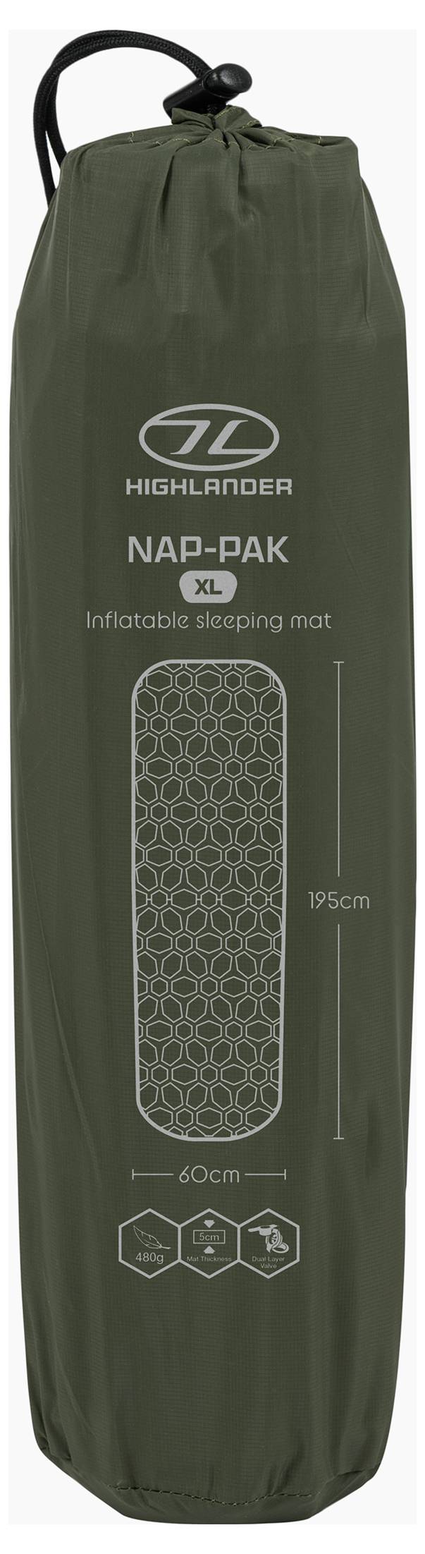 Highlander NAP-PAK XL Camping Matratze Olive-Grün AIR073-OG Belastbarkeit (Gewicht) (max.) 120kg