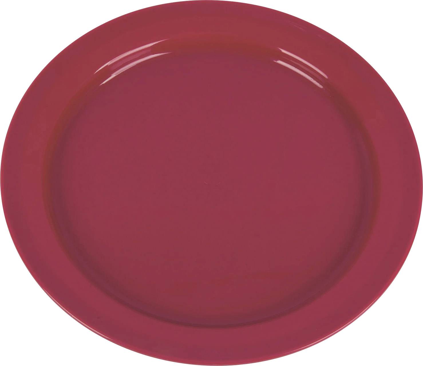 Eine durchgehend rote runde Platte mit glänzender Oberfläche.