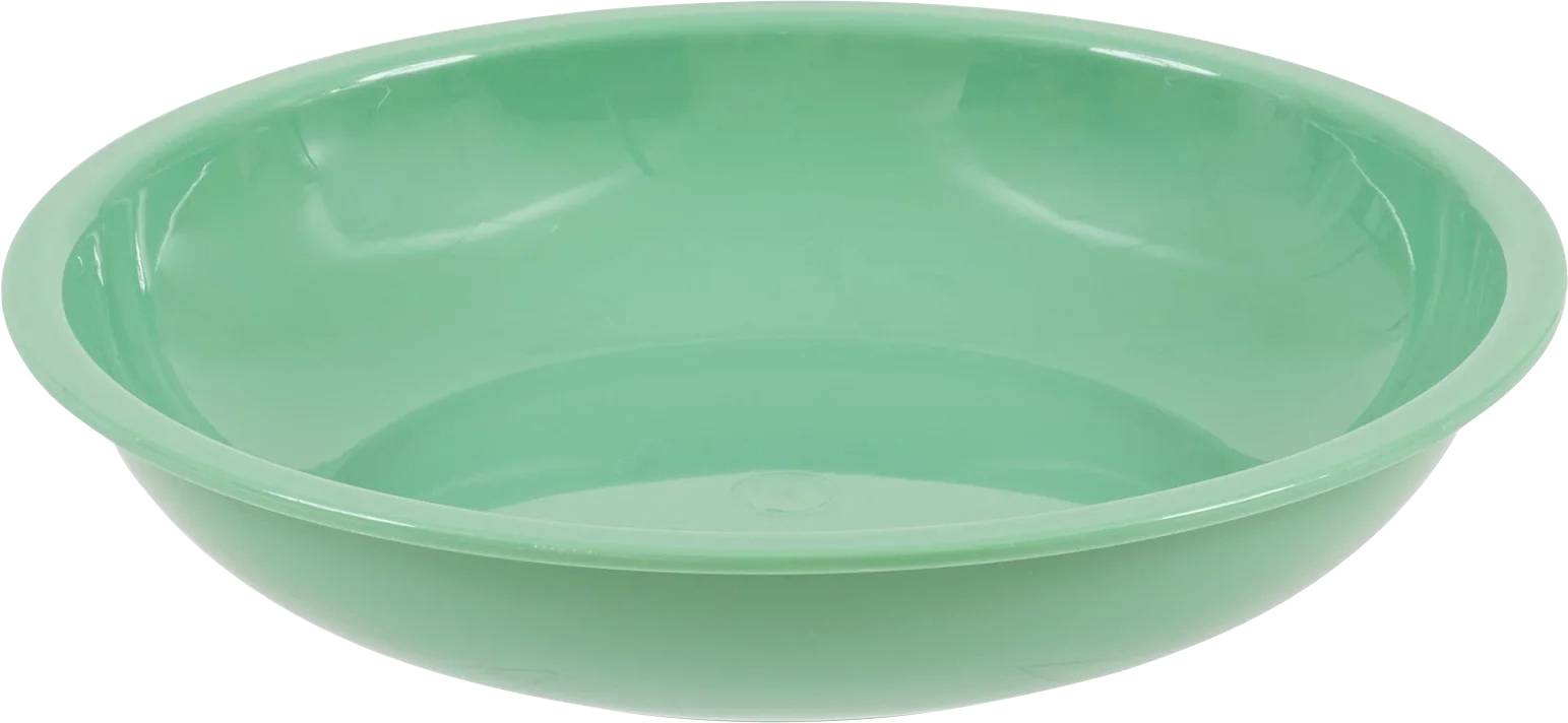 Ein grünes Kunststoffbecken mit glattem, abgerundeter Kante.