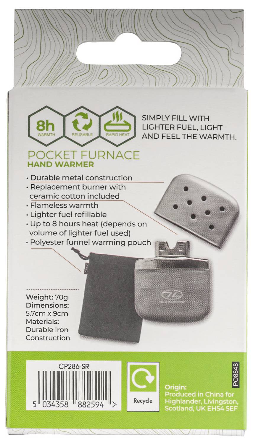Highlander POCKET FURNACE HANDWARMER Handwärmer für Feuerzeugbenzin 1 St. CP286-SR Betriebsdauer (max.) 8h