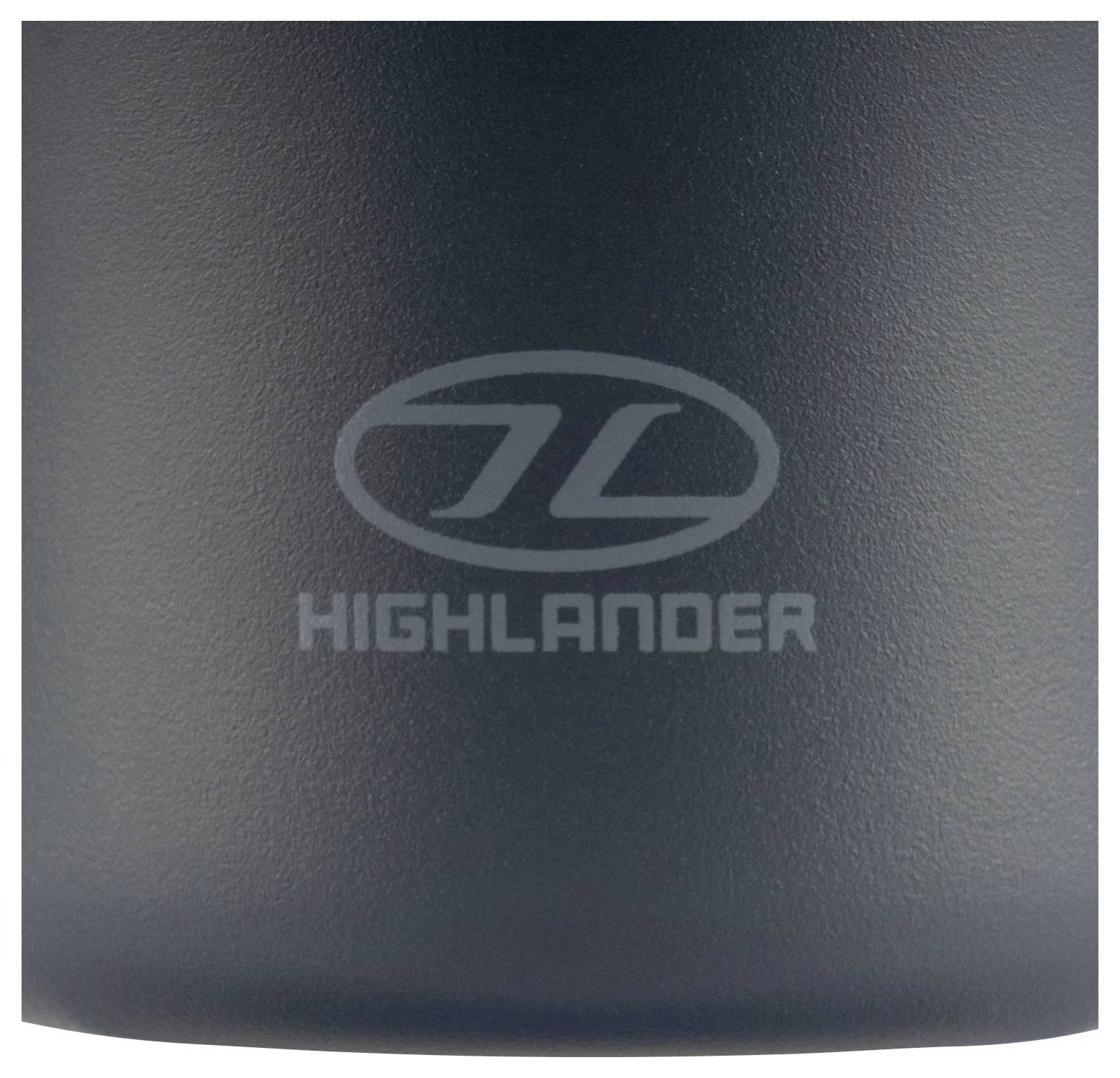 Eine Nahaufnahme eines Logos mit dem Text „Highlander