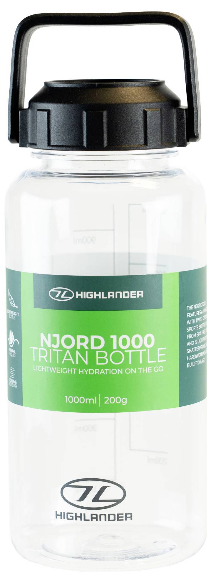 Eine klare Wasserflasche mit der Aufschrift 