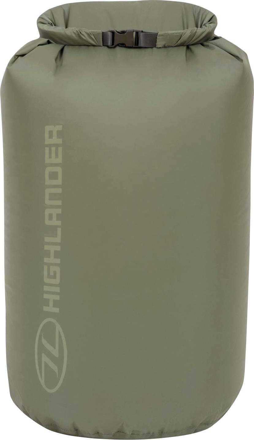 Grüne, wasserdichte Trockentasche mit dem Markennamen „Highlander