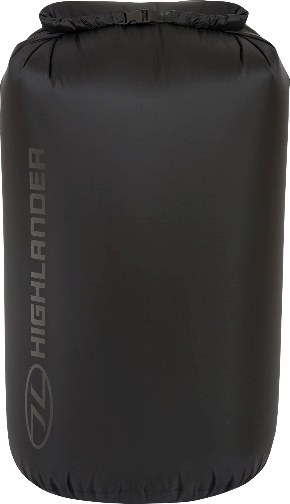 Eine zylindrische schwarze Trockentasche mit „Highlander