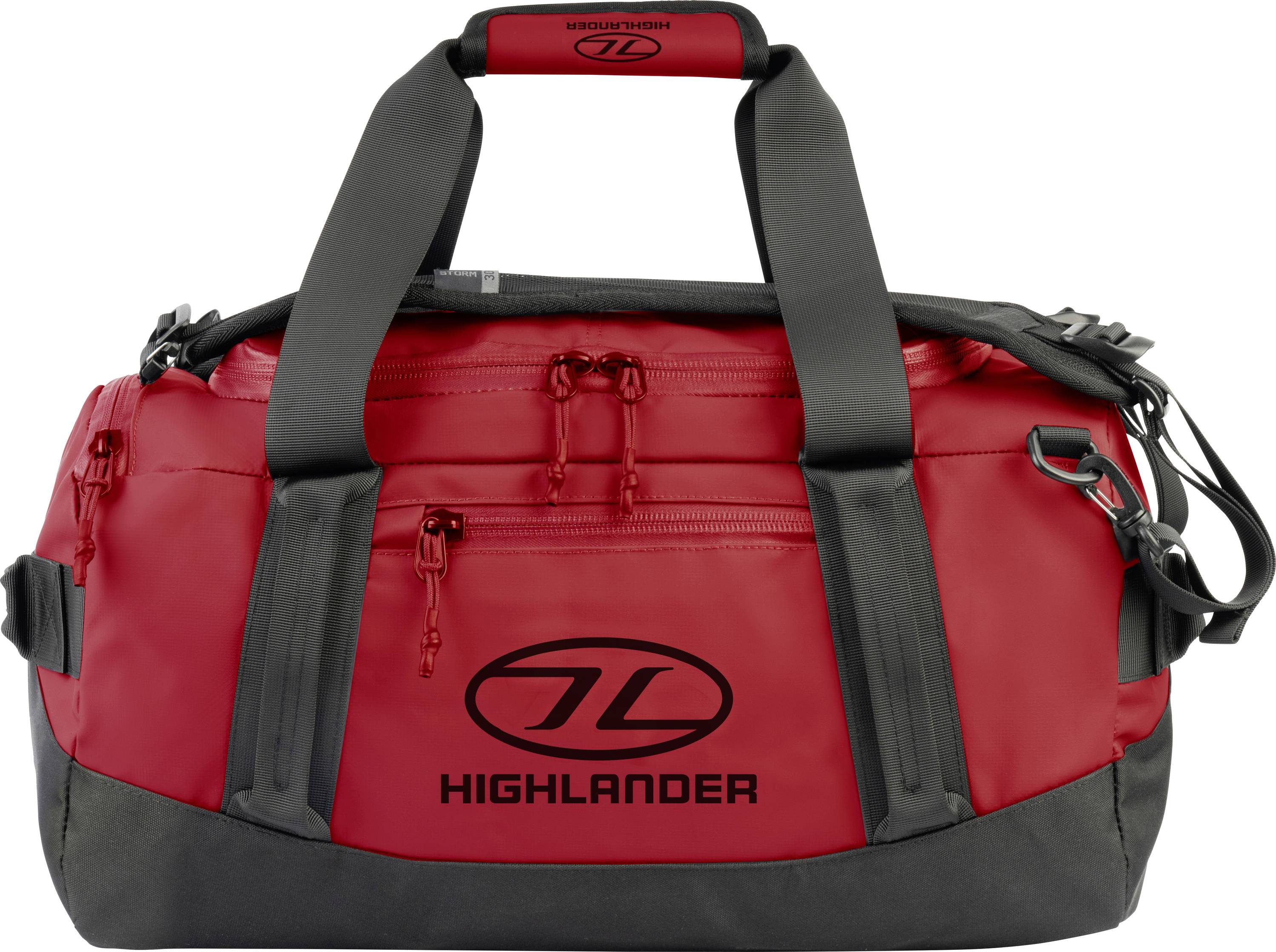 Eine rot-schwarze Sporttasche mit dem Logo 