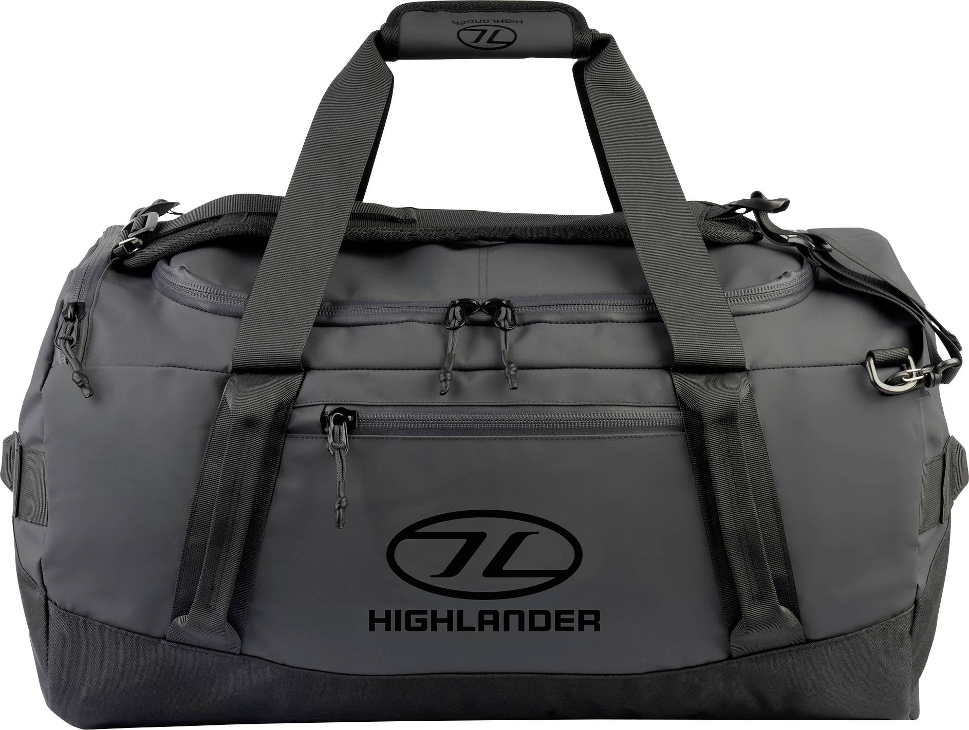 Eine graue Reisetasche mit dem Logo und der Aufschrift 