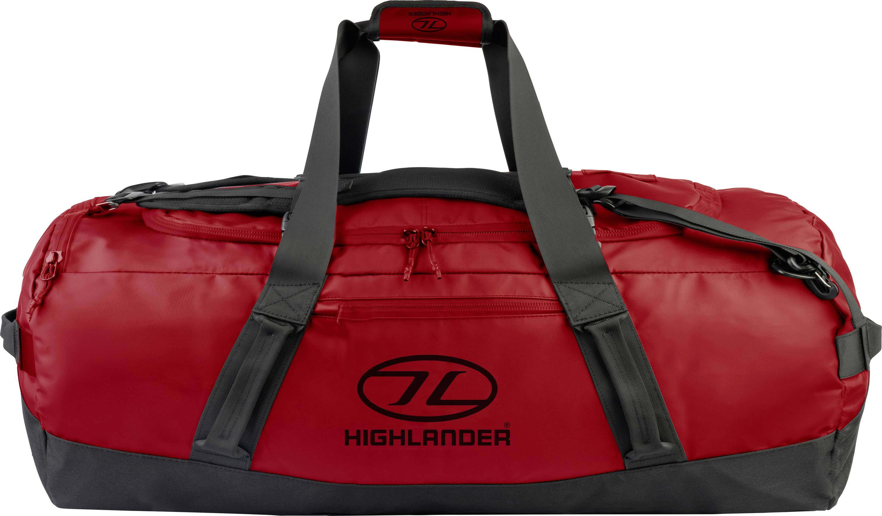 Rote Reisetasche mit Griffen, mit dem Logo 