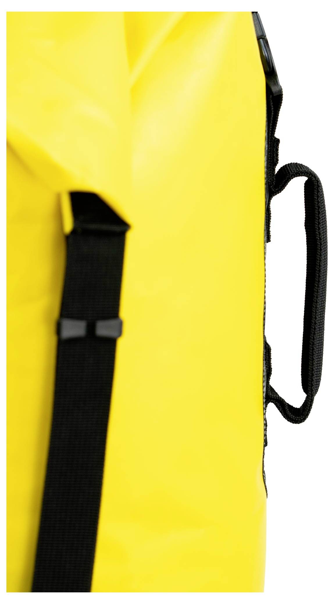 Ein blauer und schwarzer Wanderrucksack mit Schultergurten und einem Griff oben, entworfen für den Außeneinsatz und das Tragen von Ausrüstung.