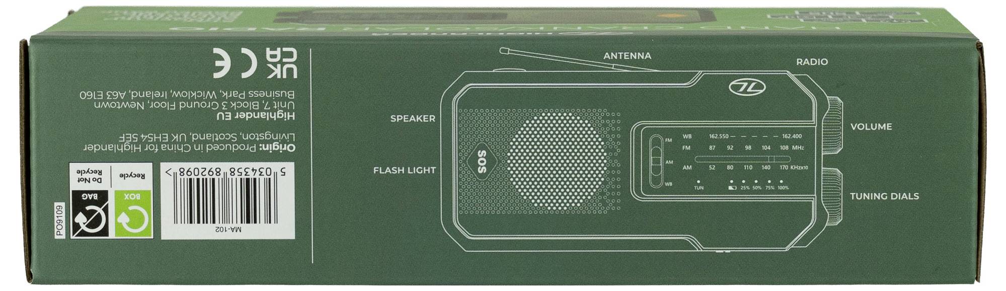 Eine Kiste mit der Aufschrift „Notfall-AM/FM-Radio