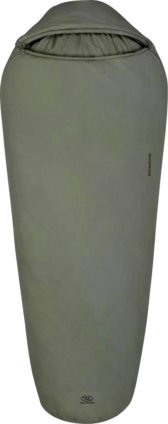 Ein grauer Schlafsack wird aufrecht präsentiert und zeigt sein verjüngtes Design, das sich für Outdoor-Camping und Rucksackwanderungen eignet.