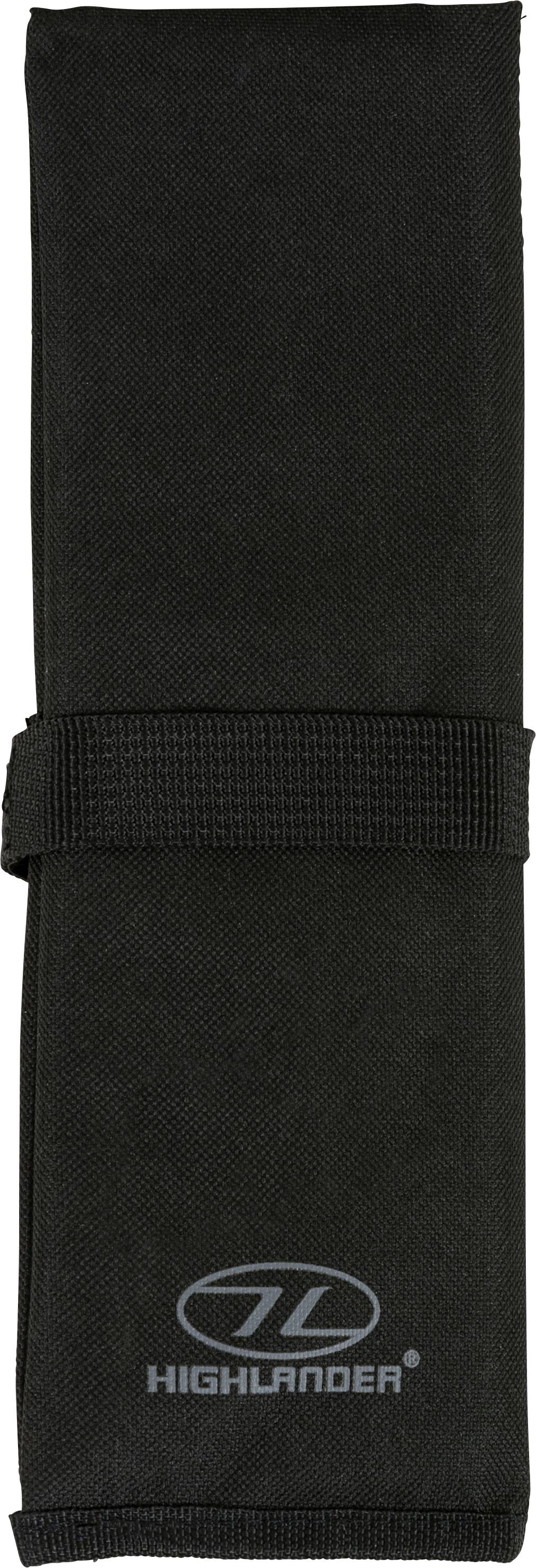 Ein schwarzer Stoffbeutel mit der Bezeichnung „Highlander