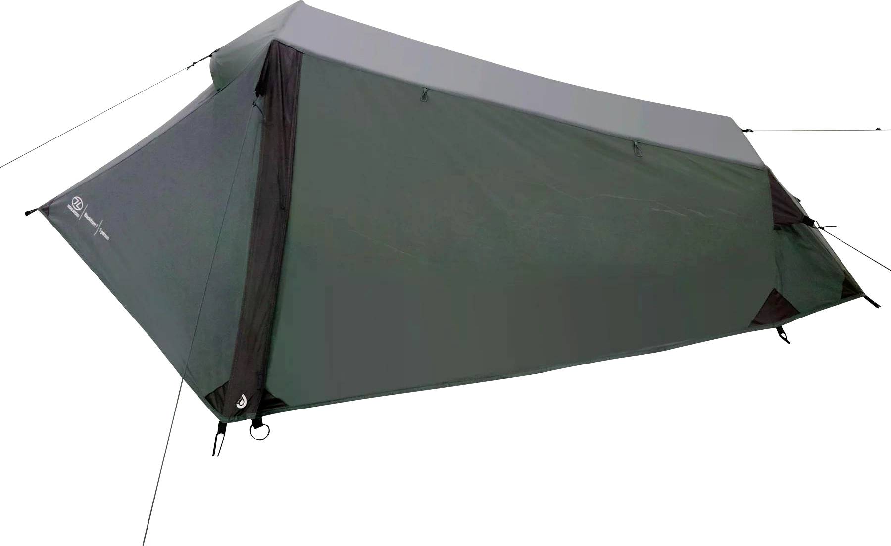 Ein grüner, mumienförmiger Schlafsack im Stil einer Mumie, entworfen für Camping und Outdoor-Nutzung.