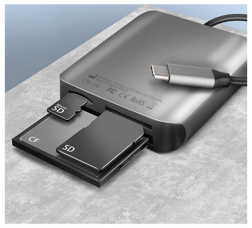 AXAGON CRE-S3C Externer Speicherkartenleser USB-C® Grau, Schwarz