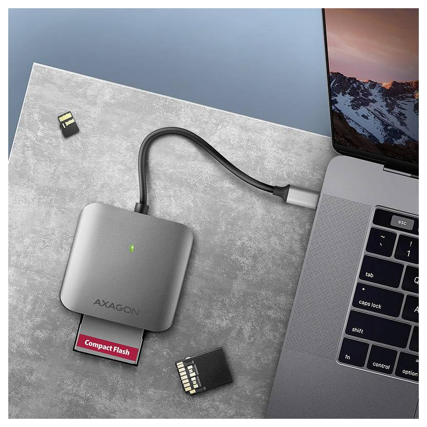 AXAGON CRE-S3C Externer Speicherkartenleser USB-C® Grau, Schwarz