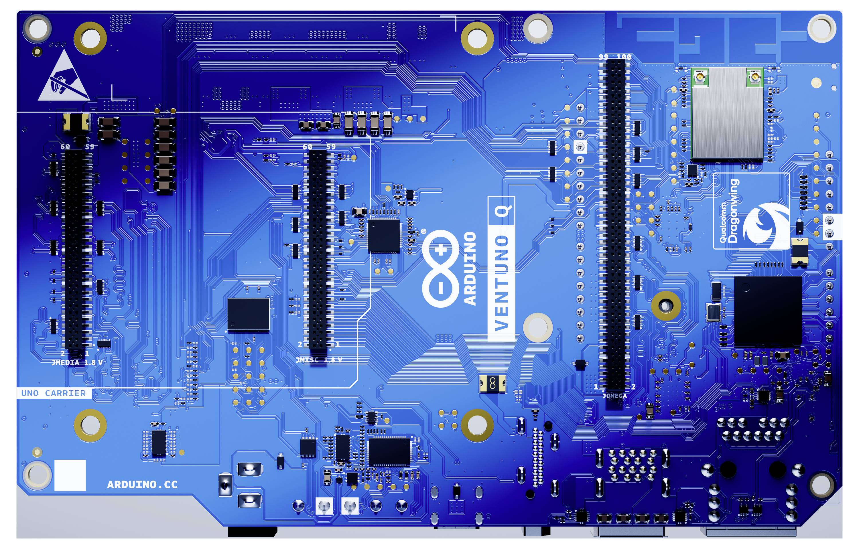 Blaues Arduino Due Mikrocontroller-Board mit USB und Stiftleisten, beschriftet mit „ARDUINO DUE