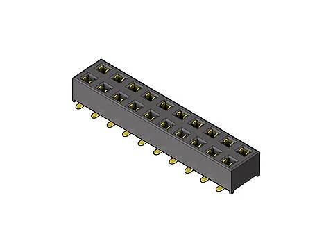Ein 24-poliger Buchsenheader-Stecker mit doppelten Reihen, oft in der Elektronik zum Verbinden von Leiterplatten verwendet.