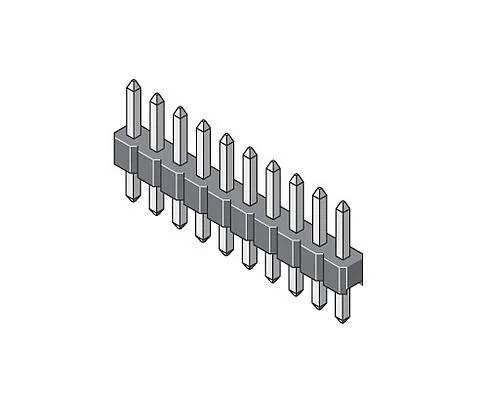 Technische Zeichnung eines Steckers mit Abmessungen. Draufsicht: Breite 8,00-9,00, Länge 2,54±0,10. Seitenansicht: Höhe 8,80, Tiefe 3,00.