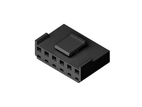 Ein schwarzer Kunststoffstecker mit mehreren Stiften, der für elektronische Verbindungen oder Komponenten verwendet wird.
