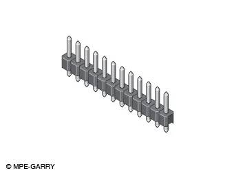 Anschlussdiagramm mit mehreren Stiftspezifikationen und Abmessungen, einschließlich Rastermaß (2,54 mm) und Isolatorhöhe (5,00 mm).