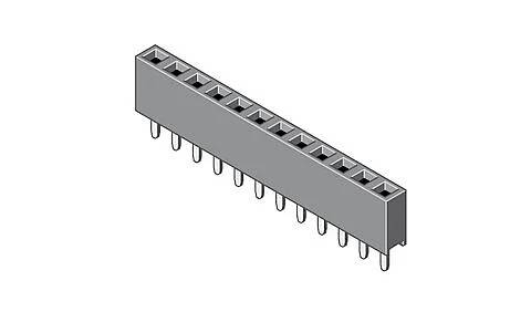 Ein rechteckiger, grauer Stiftleistenverbinder mit zehn Anschlussplätzen, typischerweise in der Elektronik verwendet für die Montage auf Leiterplatten.