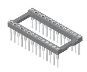 Ein 40-poliger DIP-IC-Sockel mit langen Beinen, in 3D-Ansicht dargestellt.