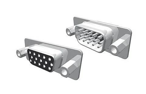 Illustration eines VGA-Steckers mit Pinbelegung.