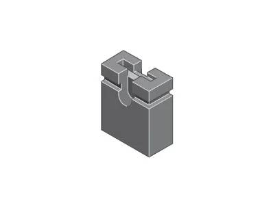 Diagramm eines 2x6 Steckverbinders mit Abmessungen. Die Draufsicht zeigt zwei Reihen mit je sechs Stiften; die Seitenansicht zeigt Dimensionen für Länge und Teilung.