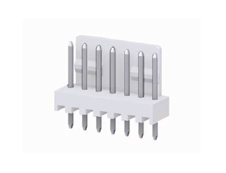 Ein graues Anschlussblock mit neun Metallstiften, angeordnet in einer einzelnen Reihe, verwendet für elektrische Verbindungen.