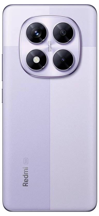 Ein lila Smartphone mit einer Quad-Kamera-Anordnung auf der Rückseite mit der Bezeichnung 