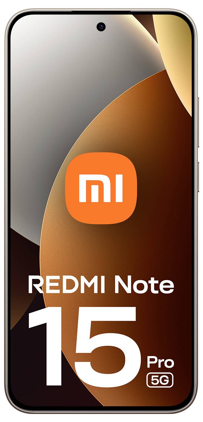 Ein Smartphone-Bildschirm zeigt das Logo und den Namen „REDMI Note 15 Pro 5G