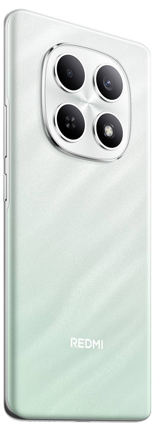 Ein Smartphone mit mintgrüner Rückseite, mit einem Quad-Kamera-Setup in einem quadratischen Modul und dem 