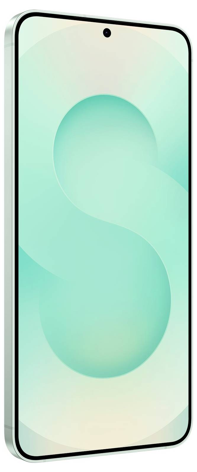 Rückseite eines hellgrünen Samsung-Smartphones mit drei vertikal angeordneten Rückkameras und einer minimalistischen glänzenden Oberfläche.