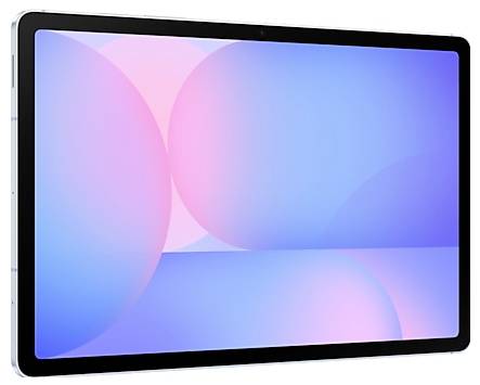 Ein elegantes Tablet mit einem lebendigen Display, das sich überlappende Kugeln in Blau- und Rosatönen zeigt, was auf ein modernes Design und einen leuchtenden Bildschirm hindeutet.