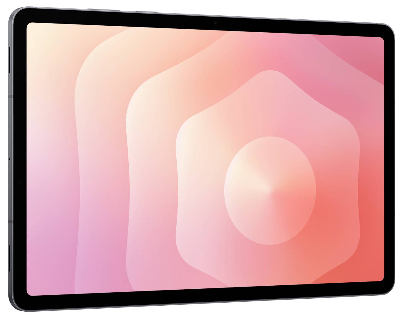 Ein Tablet mit einem rosa und orange Farbverlauf auf dem Bildschirm.