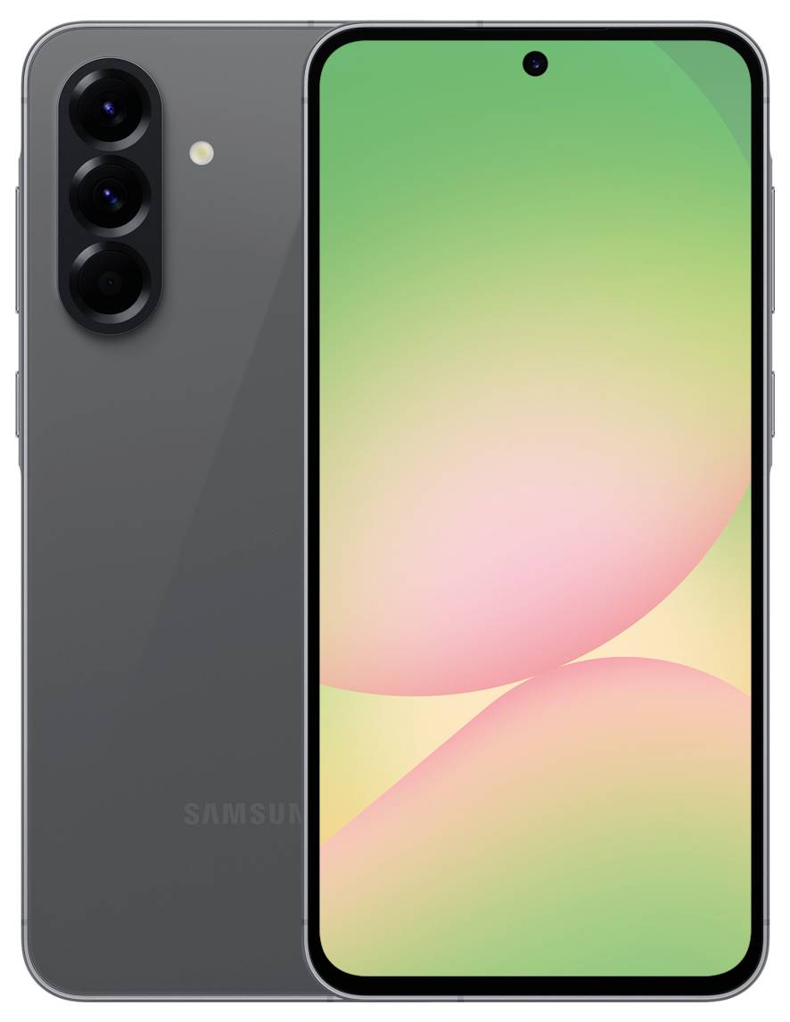 Ein Schreibtischtelefon mit Touchscreen-Display zeigt eine Anrufoberfläche und Kontaktliste. Das Telefon hat HD-Branding und physische Zahlentasten.