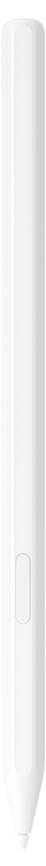Ein weißer digitaler Stift mit minimalistischem Design, ausgestattet mit einem einzelnen Knopf an der Seite.
