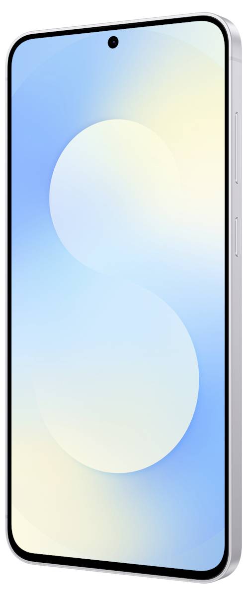 Ein elegantes Smartphone mit vollflächigem Display, dünnen Rahmen und minimalem Design, aus einem Winkel fotografiert, der die Tasten an der rechten Seite zeigt.