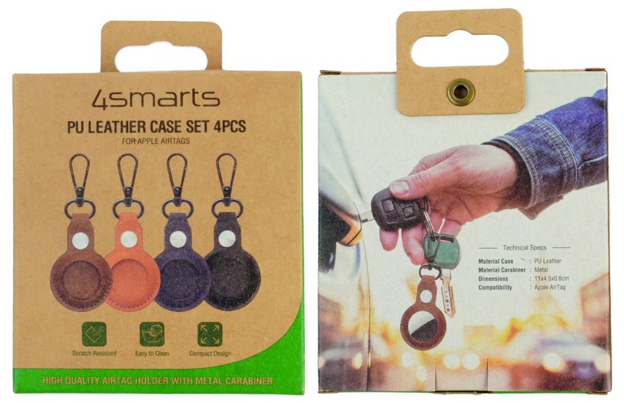 „4smarts PU-Lederhülle Set 4er für Apple Airtags