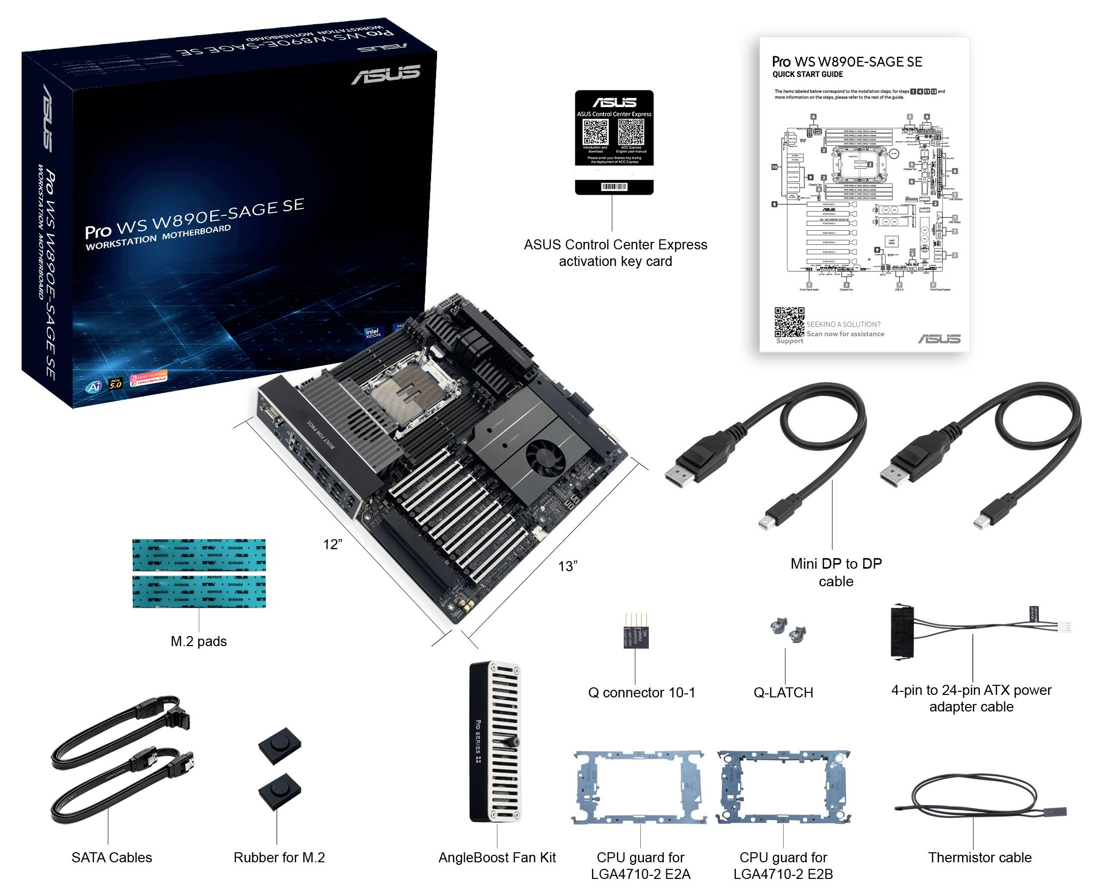 Asus PRO WS W890E-SAGE SE LGA4710-2 EEB Mainboard Formfaktor (Details) EEB