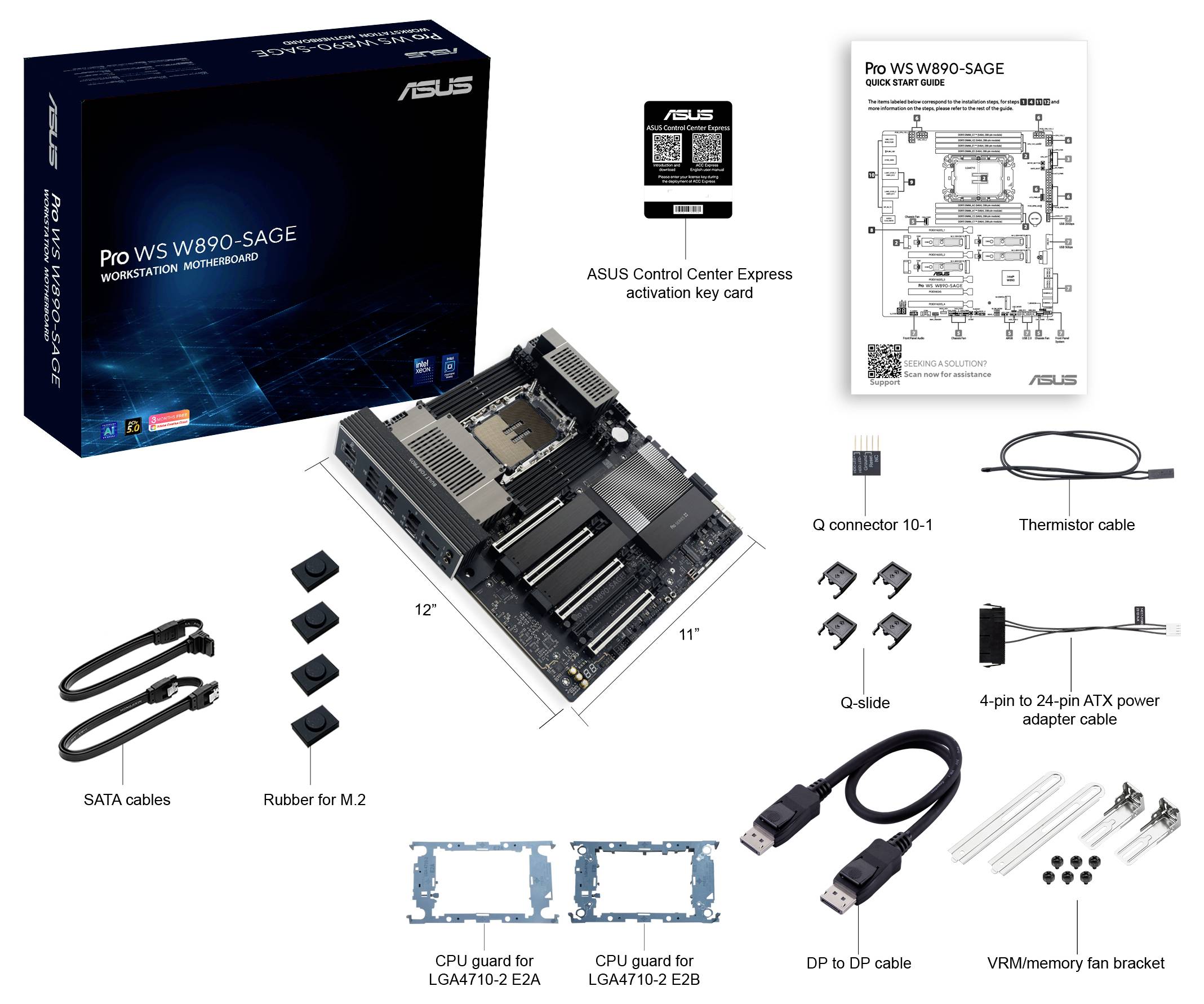 Asus PRO WS W890-SAGE LGA4710-2 EEB MB Mainboard Formfaktor (Details) CEB