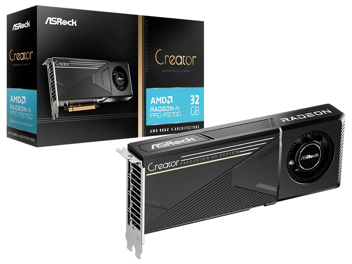 ASRock Grafikkarte AMD Radeon AI Pro R9700 Radeon AI PRO R9700 32GB GDDR6-RAM PCIe x16 DisplayPort