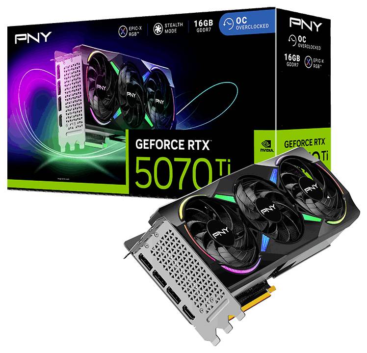 PNY Grafikkarte Nvidia RTX 5070 Ti GeForce RTX 5070 Ti 16GB GDDR7-RAM