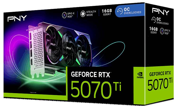 PNY Grafikkarte Nvidia RTX 5070 Ti GeForce RTX 5070 Ti 16GB GDDR7-RAM