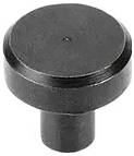 Ein schwarzer runder Knopf mit flacher Oberseite und zylindrischer Basis, typischerweise zum Einstellen oder Steuern von Maschinen oder elektronischen Geräten verwendet.