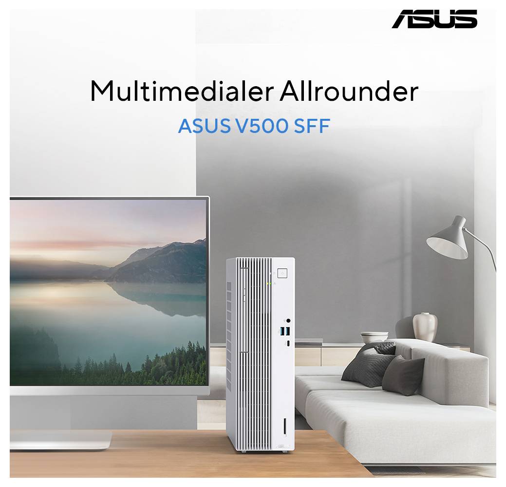 Ein Zimmer mit einem modernen Desktop-Computer mit der Bezeichnung 