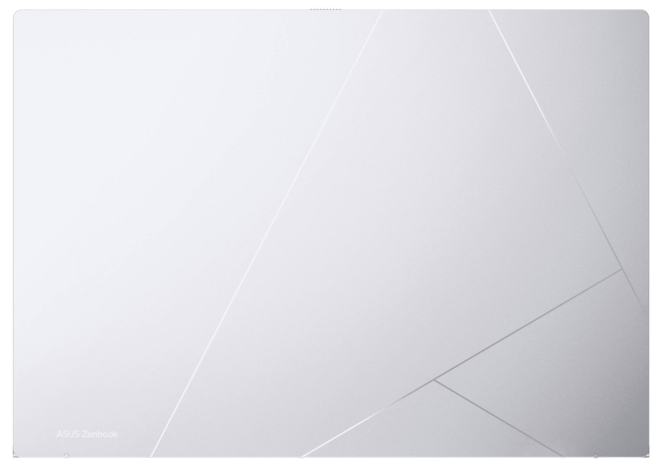 Ein minimalistisches graues Laptop-Cover mit subtilen diagonalen Linien und dem Text „ASUS ZenBook