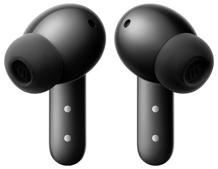 Ein schwarzes Band aus mattiertem Edelstahl für Uhren mit offener Schließe, beschriftet mit „Designed for Samsung