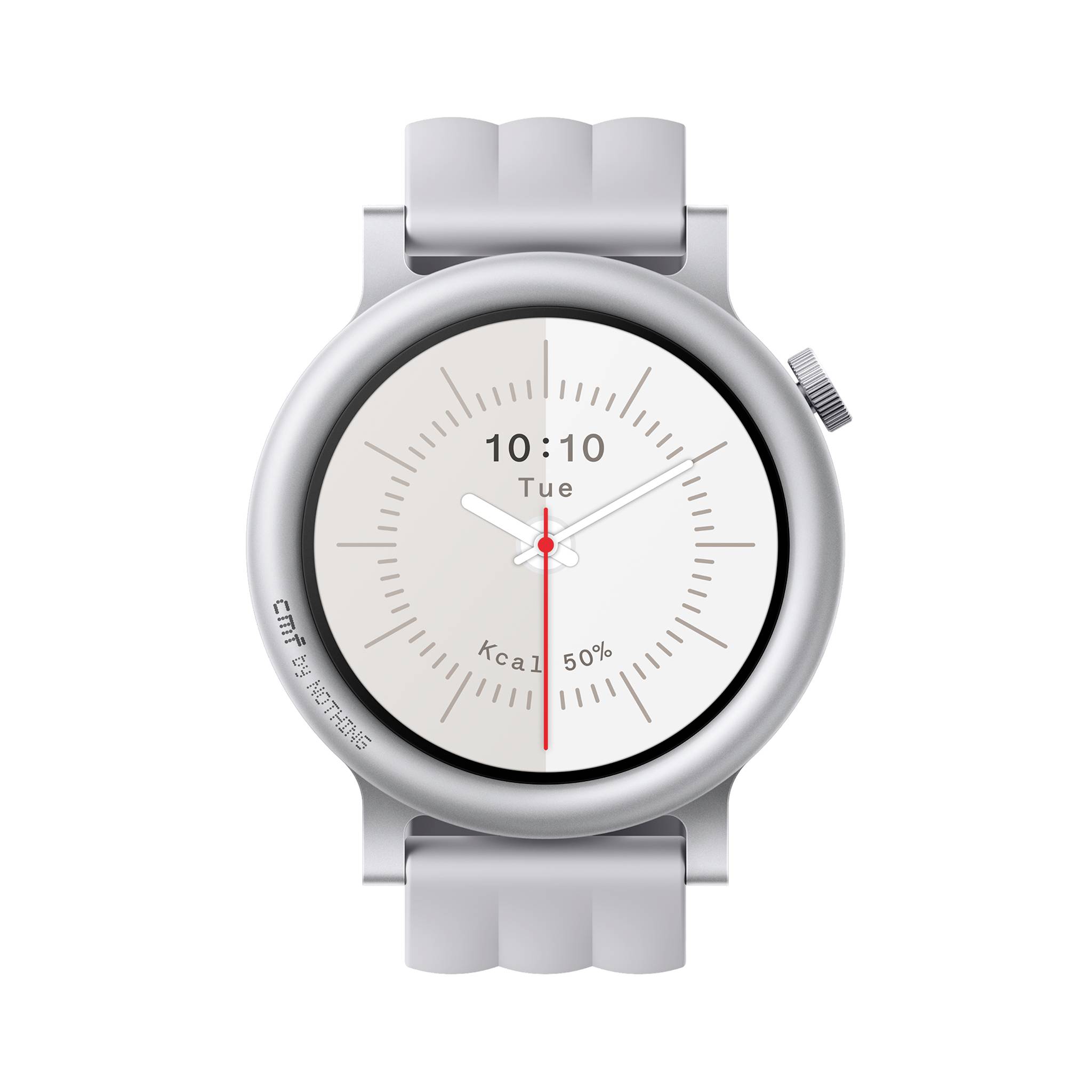 Silberne Smartwatch zeigt die Zeit 