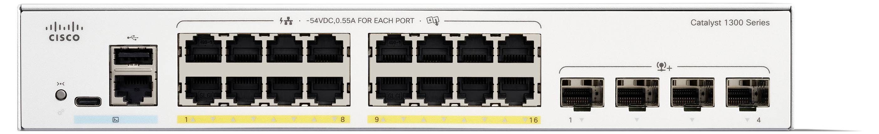 Cisco Catalyst 1300-16P-4X - Switch - L3 - managed - 16 x 10/100/1000 (PoE+)