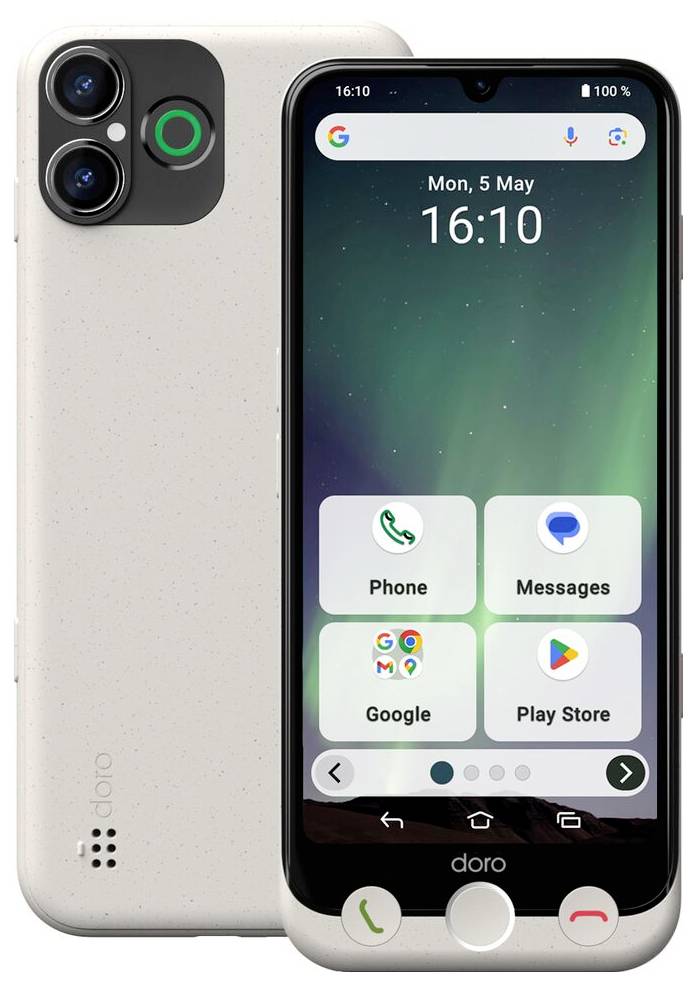 Doro Aurora A30 bone 6,1" 128GB Senioren-Smartphone Schwarz, Weiß